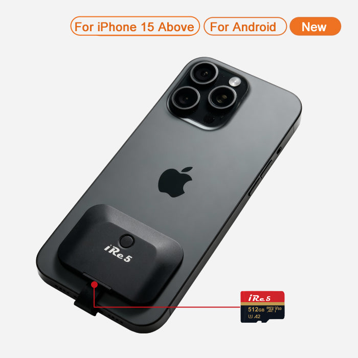 iRe5 X - Ultra-Slim External Storage Module for iPhone 15 16 17 & Android, Up to 2TB (Pre-order! Shipping in 35-75 days!)